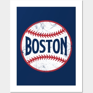 Boston Retro Baseball - Navy Posters and Art